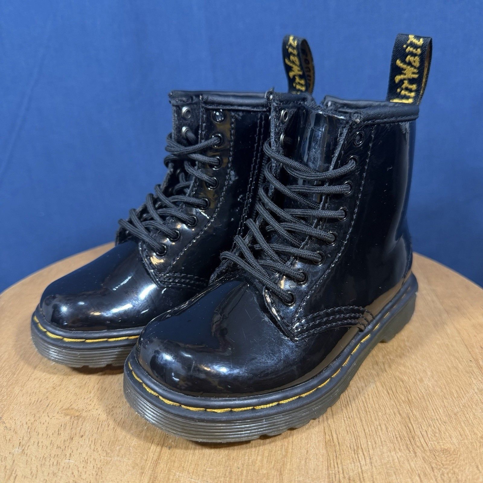 Dr. Martens Toddler 1460 T Black Patent Leather Ankle Boots Size Us 7 Uk 6
